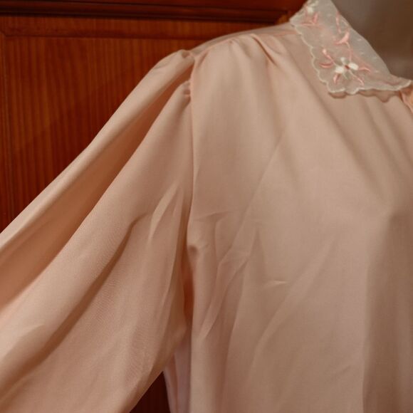 Ann Chabrol Light Pink Lace Collar Vintage Button Up Pearl Detail Shirt NOS 18 - Picture 3 of 16